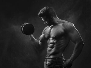 Muscley man weightlifting